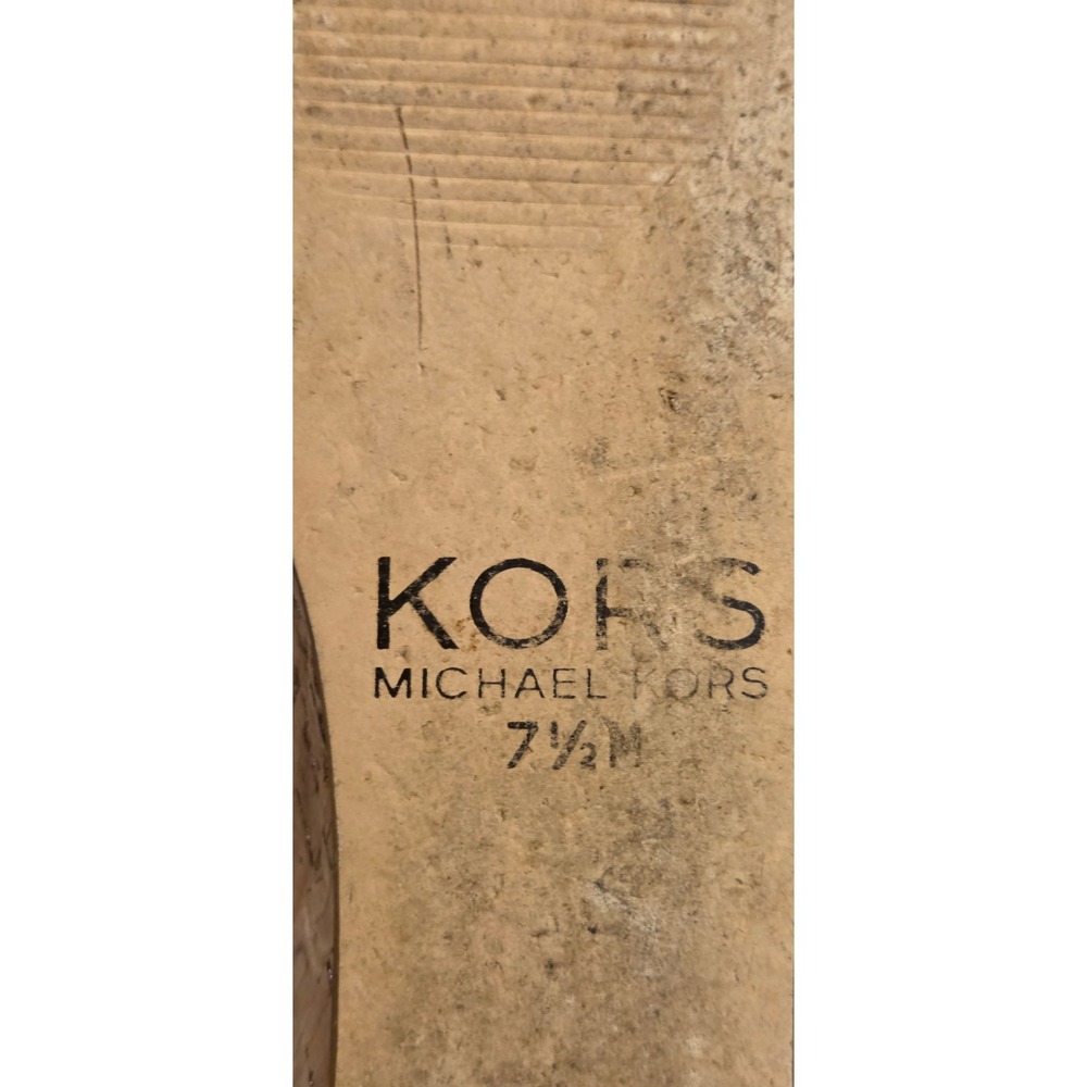 Michael Kors Strappy Sandals Womens Size 7.5 Silver Cork Wedge - Picture 8 of 11